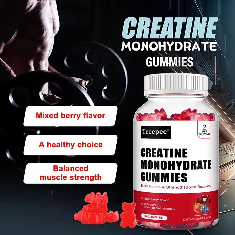 Tecepec Creatine Monohydrate 60 Gummies - Boost Muscle Strength and