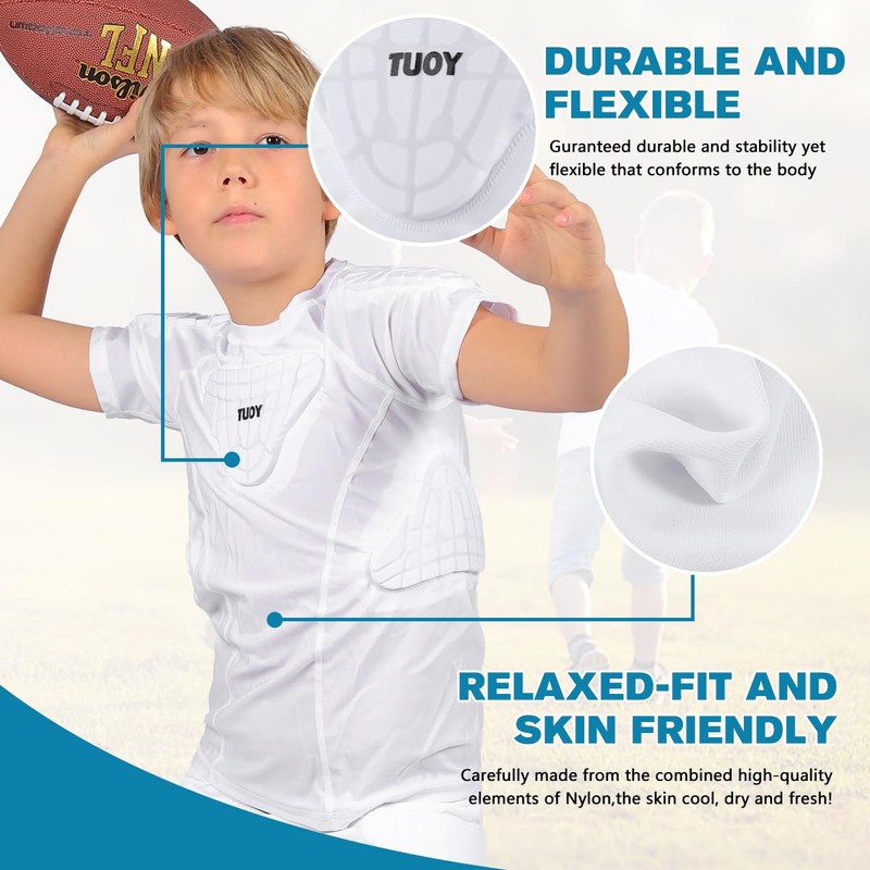 Dialudon Youth Boys Football Rib Protector Padded Compression for Football