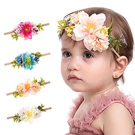 Wiwpar Flower Crown Headband Flower Headwear Hair Bands Elastic Adjustable Head Piece Girl's Hairbands for Toddler and Childrens （Blue）