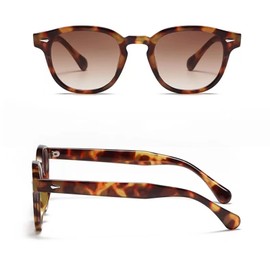 LHSDMOAT Unisex Vintage Sunglasses, Retro Johnny Depp Round Sunglasses Men Women Fashion UV400 Sunglasses for Driving Fishing Photo Hiking, Tortoiseshell/Brown