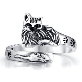 Animal Spoon Ring for Women 925 Sterling Silver Red Cardinal Poppy Ring Vintage Spoon Rings Adjustable Thumb Rings for Women, Metal