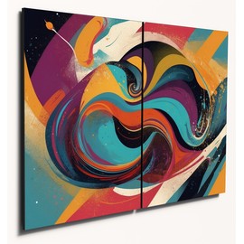 The Plum Penguin Modern Skateboard Essence Abstract Wall Art, Dual A4 Wooden MDF Prints Canvas Alternative 40 x 30cm