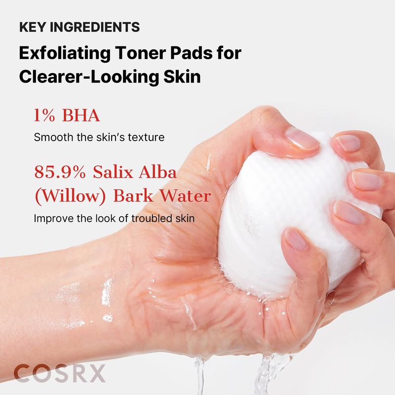 COSRX BHA Toner Pads, 70 Sheets, Exfoliating Pads for Dead