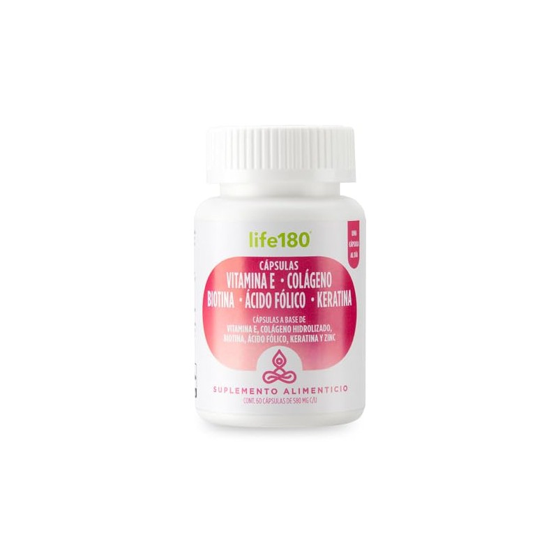 Life180, Cápsulas a Base de Vitamina E, Colágeno, Biotina y
