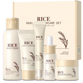 5PCS Rice Korean Skin Care Set, Rice Skincare For Girls 10-12 With Toner,Serum,Eye Serum,Moisturiser,Cleanser, Nourishing Skin Care For Teens 10-12, Skin Care For Kids, Gentle For All Skin Types 5PCS