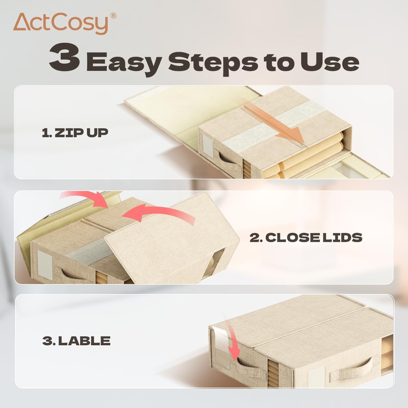 ActCosy 4Pack Sheet Organizers and Storage with Handles – Foldable