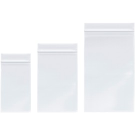 Plymor 3" x 5" (100), 4" x 6" (100), 5" x 8" (100), 4 Mil Variety Pack Heavy Duty Zipper Reclosable Plastic Bags