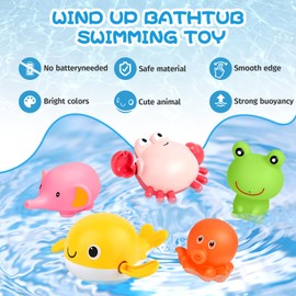 twoonto Baby Bath Toy, Wind-Up Bath Toy, Magnetic Fishing Games, Bath Toy, Floating Pool Bath Toy, Montessori Toy for Toddlers, Boys and Girls