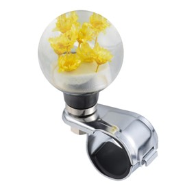 Lunsom Flower Shape Steering Wheel Spinner Knob, Resin Power Handle Suicide Spinner Turning Assist Grip Ball Fit Vehicle Truck SUV,Yellow