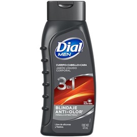 DIAL Jabón líquido corporal para Caballero, 473ml, 3 en 1 anti olor, cuerpo+cabello+cara, fórmula antibacterial.