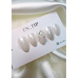 Sugar Wedding Romance Handmade Nail Tips - Long Stiletto / 슈가 웨딩 로망 수제네일팁 - 롱스틸레토