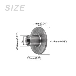 METALLIXITY Flange Insert T-Nut (M4 x 15 x 1.1 mm) 30 Pieces Carbon Steel Round Base Screwable Internal Thread - for Furniture Installation Dark Grey