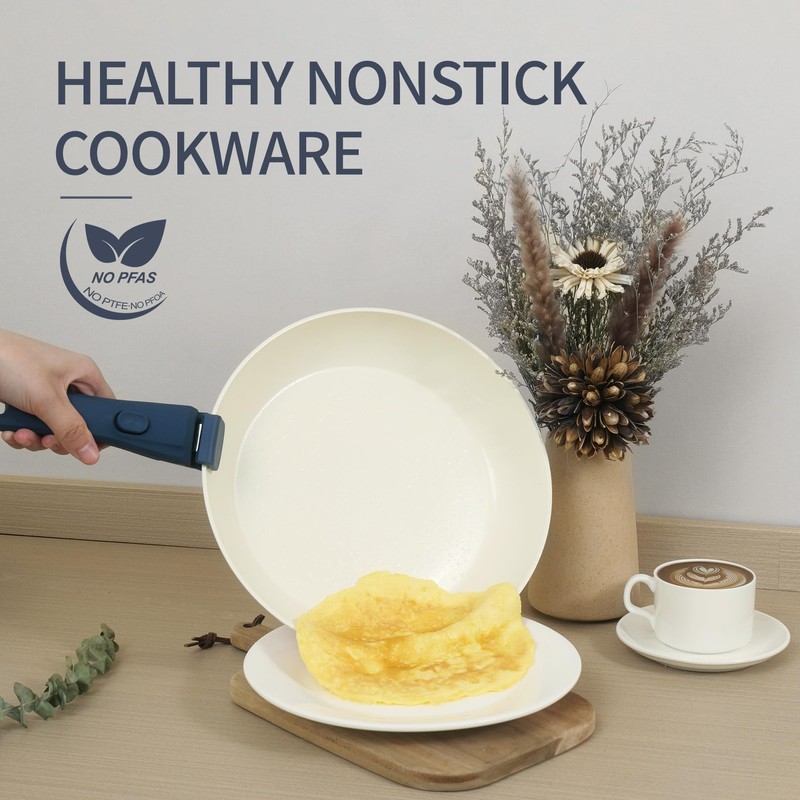 BECIGAR 23pcs Ceramic Pots and Pans Set, Nonstick Detachable Handle