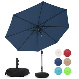 Sundale Outdoor 11 ft Patio Umbrella with Sand Bag Umbrella Base Included, Outdoor Umbrella with Tilt and Crank, Navy