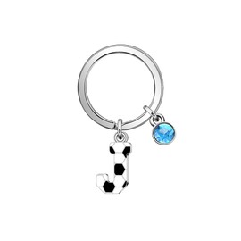 Casxyue Football Gifts Keyring for Women Girls Man Boys Initial Letter Keyring with Football Style Football Keyring Letter Football Party Gifts, J