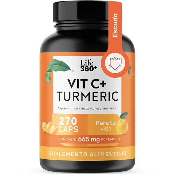 Life360 Crcuma Vitamina C 270 Cpsulas cido Ascrbico, Raz de