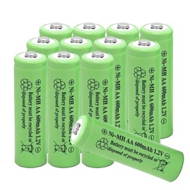 XFULL 12 paquetes de pilas recargables AA Ni-MH de 600 mAh 1.2V tamaño doble A para luces solares al aire libre, controles remotos de TV, juguetes electrónicos