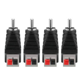 EIGHTNOO Speaker Wire to RCA Convert - 4 Pack Speaker RCA Male to 2 Female Spring Press-Type Connector Plug