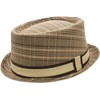 FIDRA Checked Porkpie Hat with Stripe Band, 2 Colours (Charcoal