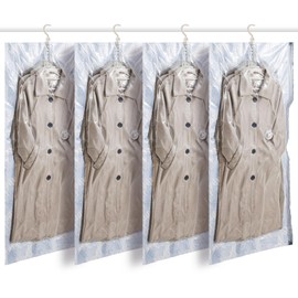 TAILI Hanging Vacuum Bags for Clothes, 4 Packs (135 x 70 cm) Vacuum Bags Clothing for Suits, Coats, Jackets, Blue Vacuum Bags Clothing