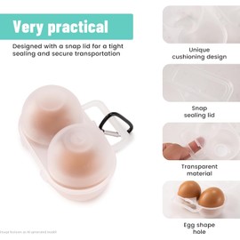 2pcs Egg Holder Container, 2 Girds Plastic Egg Storage Box with D Buckle Leakproof Shockproof Protection, Portable Egg Tray Carriage Dispenser for Camping Picnic Travel Kitchen Refrigerator Outdoor