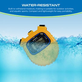 Sper Scientific Water Resistant Stopwatch 810012 - Digital Timer with Split Interval Function, 12/24 Hour Alarm Clock & Calendar for Sports, Labs, Fitness, and More - 4 pc