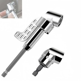 105 Degree Right Angle Drill Adapter Set,1/4" Hex Shank Driver Angle Extension Kit for Screwdriver & Drill,Silver