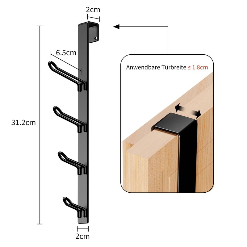 niffgaff Black Door Hooks for Hanging - Coat Hooks Door,
