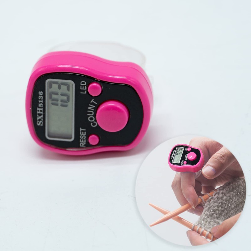 Pink Knit Counter Knitting Crochet Stitch Marker Row Counter,Finger Digital