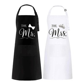 Losuya 2pcs Mr & Mrs Aprons for Couple Gifts Wedding Anniversary Bridal Shower Party Decoration Favors