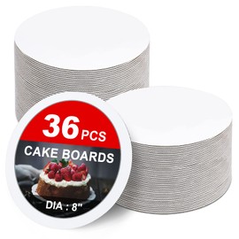 36-Packs Cake Boards 8 inch round, Cake Boards White Cake Board Rounds, White Cake Circles Rounds Base Food-Grade Cardboard Cake Plate for displaying cakes, bread, desserts（Thin and strong）