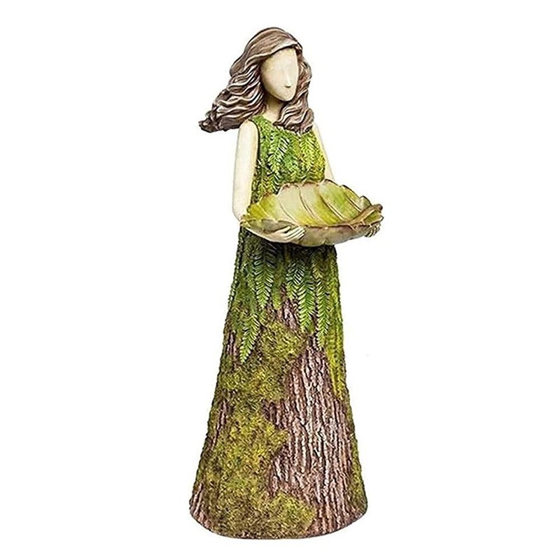 Fairy Garden Statue with Bird Feeder Lawn Resin Ornaments Garden