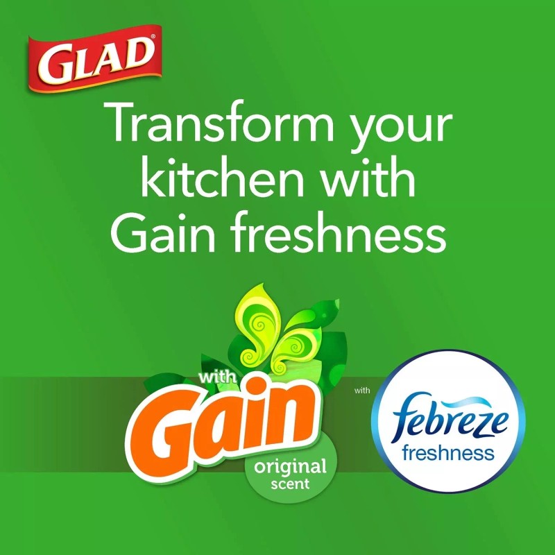 Glad ForceFlex Tall Kitchen Trash Bags, Gain Original Scent W/Febreeze
