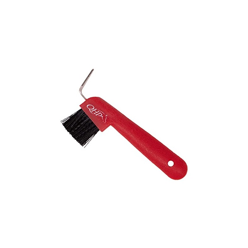 QHP Colour Hoof Pick with Brush (Bright Red)