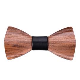Mr.Van Natural Walnut Wood Bow Ties Handcrafted Wooden Adjustable Fashion Classic Bowties Gift for Mens Boys Tuxedo Wedding Party (Dark)