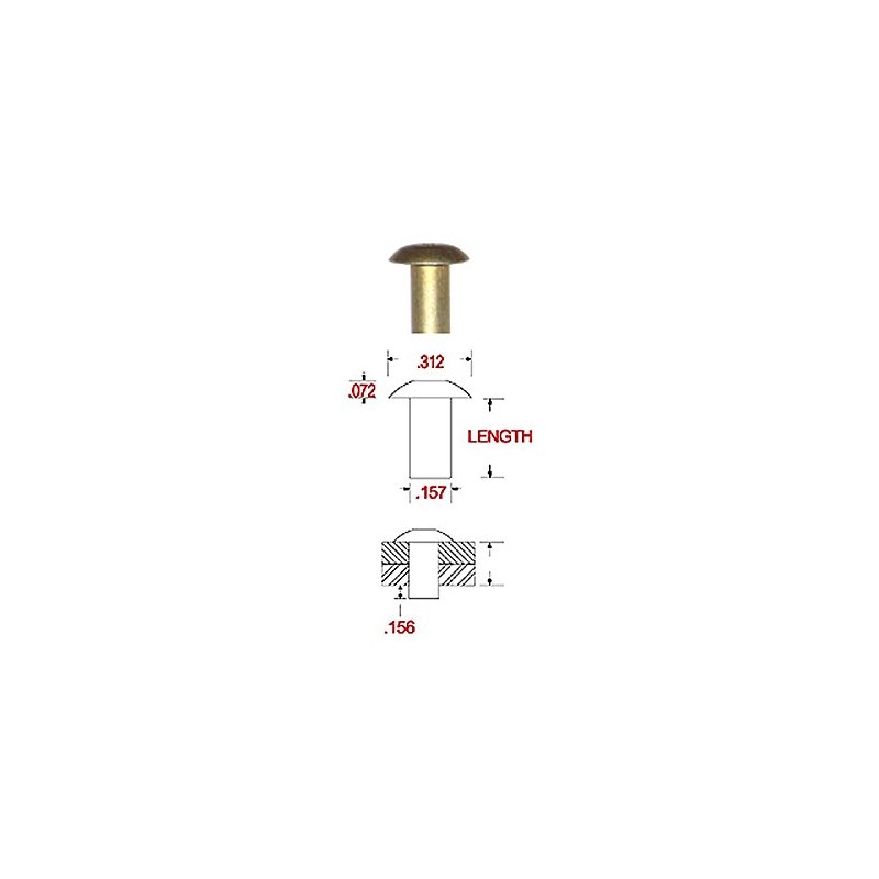 MS20470-A5-6 (5/32 X 3/8) Solid Aluminum Rivet, Universal Head, Gold