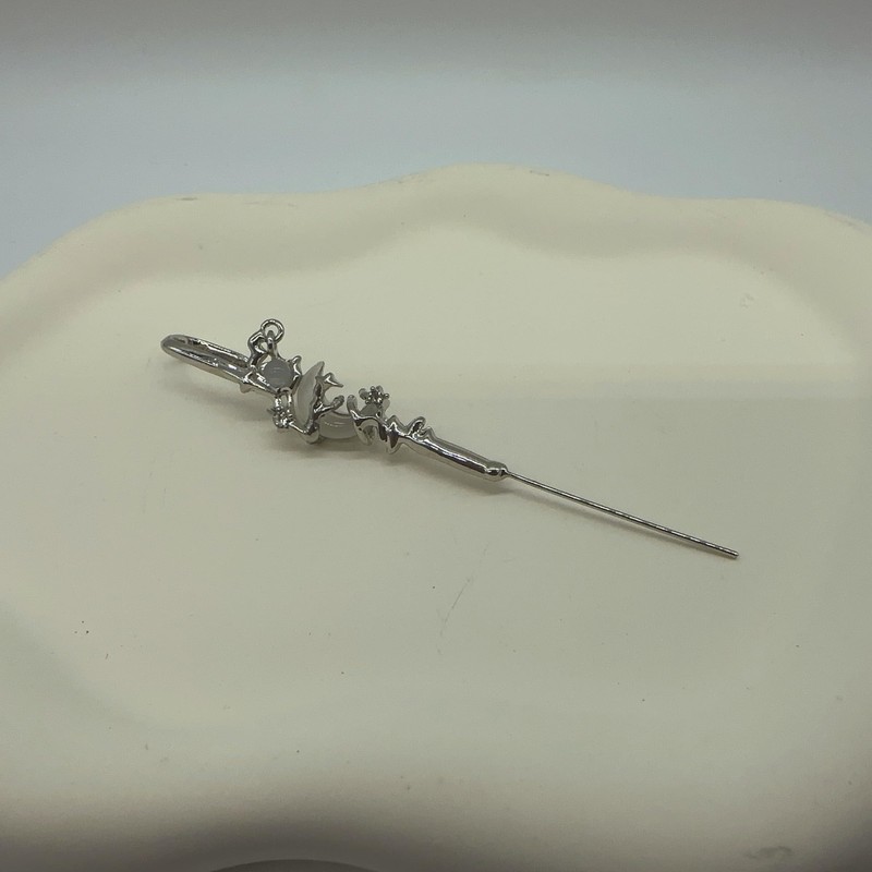 Vintage Ear Wrap Crawler Hook Earrings Silver Black Cross Moon