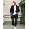 Runcati Mens Long Hooded Cardigan Ruffle Shawl Collar Open Front