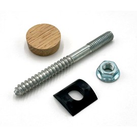 Stair Handrail Bolt Kit - Includes Rail Bolts (3 1/2" x 5/16"), Shoulder Nuts, Plastic Curved Washers, and 1" Tapered Hardwood Plugs, Handrail Fitting Hardware (White Oak, Set of 10)