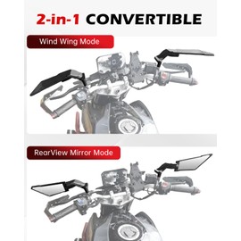 Stealth Wing Motorcycle Mirrors, 360° Rotating Rear View Side Mirrors Universal Compatible with Kawasaki Z400 Z650 Z900 Z1000, Yamaha MT-07 MT-09 MT-10, Duke 200 250 390 690 790 1290 (Wing Black)