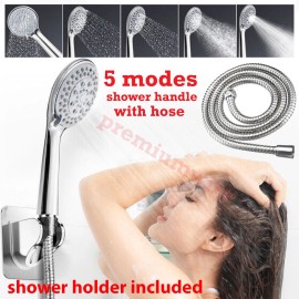 Premiumwire High Pressure Shower Head 5 Settings Handheld Shower Heads Spray With 5 FT Hose