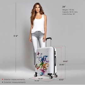InUSA Fusion Print Luggage with Spinner Wheels | Durable Lightweight Hardside Suitcase | Travel Bag with Handle and Trolley | 24-Inch Medium Checked luggage