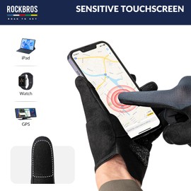 ROCKBROS Road-to-Sky Cycling Gloves Spring Summer Cycling Gloves Touchscreen Breathable Shockproof Running Gloves Women / Men for Cycling, Running, Fitness, Hiking, Blue, XL