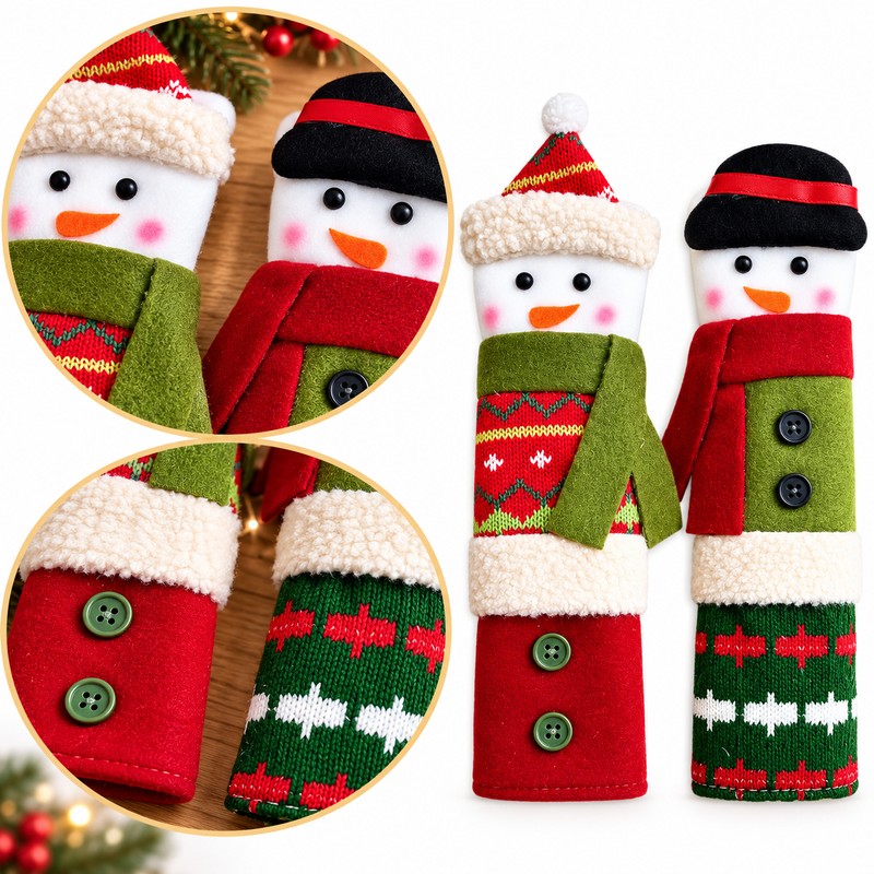Christmas Snowman Refrigerator Handle Covers for Holiday Decorating – Plush