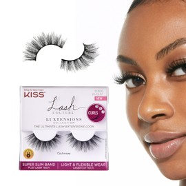 KISS KISS Lash Couture LuXtensions Collection False Eyelashes, Flat Lash Technology, Super Slim Lash Band, Real Lash Extension Fibers, Reusable, Contact Lens Friendly Strip Lashes, Style 'Cashmere', 1 Pair