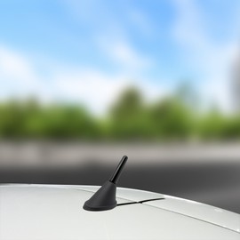 mobilefox® Adapter-Universe Short Car Rod Aerial Roof Antenna 3 cm 16V with Socket RAKU 2 + M4, M5, M6 thread + Integrated Amplifier Set for Universal Black Radio