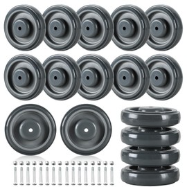 FLKQC 16 Pack Shopping Cart Replacement Wheels Kit, 5" Shopping Cart Casters, Double Ball Bearing TPU Silent Supermarket Casters for Supermarket (Grey)
