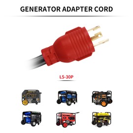 Generator Power Locking Cord, 3 Prong 30 Amp to 15 Amp / 20 Amp Adapter, 1.7 FT 125V 3750W 10AWG STW Sheath, Nema L5-30P Male to 3X 5-20R Female with Lighted End, UL Safety