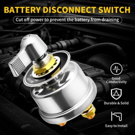 Bolipoeq 200A 12V Battery Disconnect Switch Heavy Duty, Quality Battery Cut Off Shut Off Kill Switch with Side Post Mounting Bracket for Automotive, Marine, Boat, Car, ATV, Trunk Vehicles