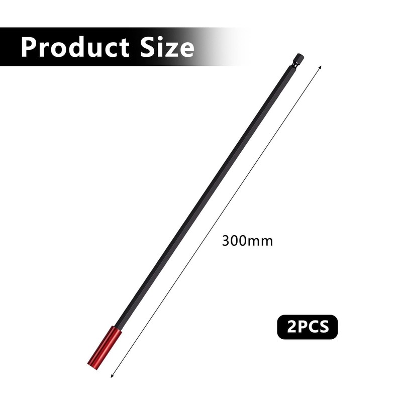 VZU 2PCS 12" 300mm Drill Bit Extender for Screws Nuts